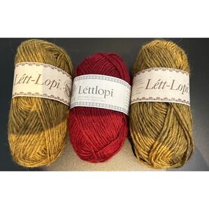 Istex Lettlopi Icelandic Wool Yarn 3 Skeins Golden Heather 9426 Red 9414 Worsted